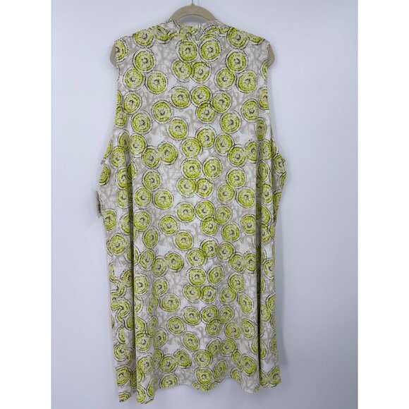 New Directions Curvy Sleeveless Trapeze Guaze Dress Yellow Tan 3X NEW - Picture 5 of 5